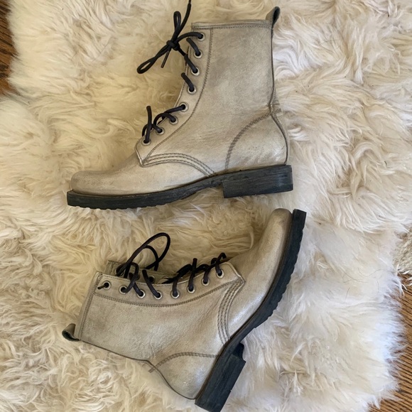 FRYE Veronica Lace Up Combat Moto Leather Boots - Picture 6 of 9